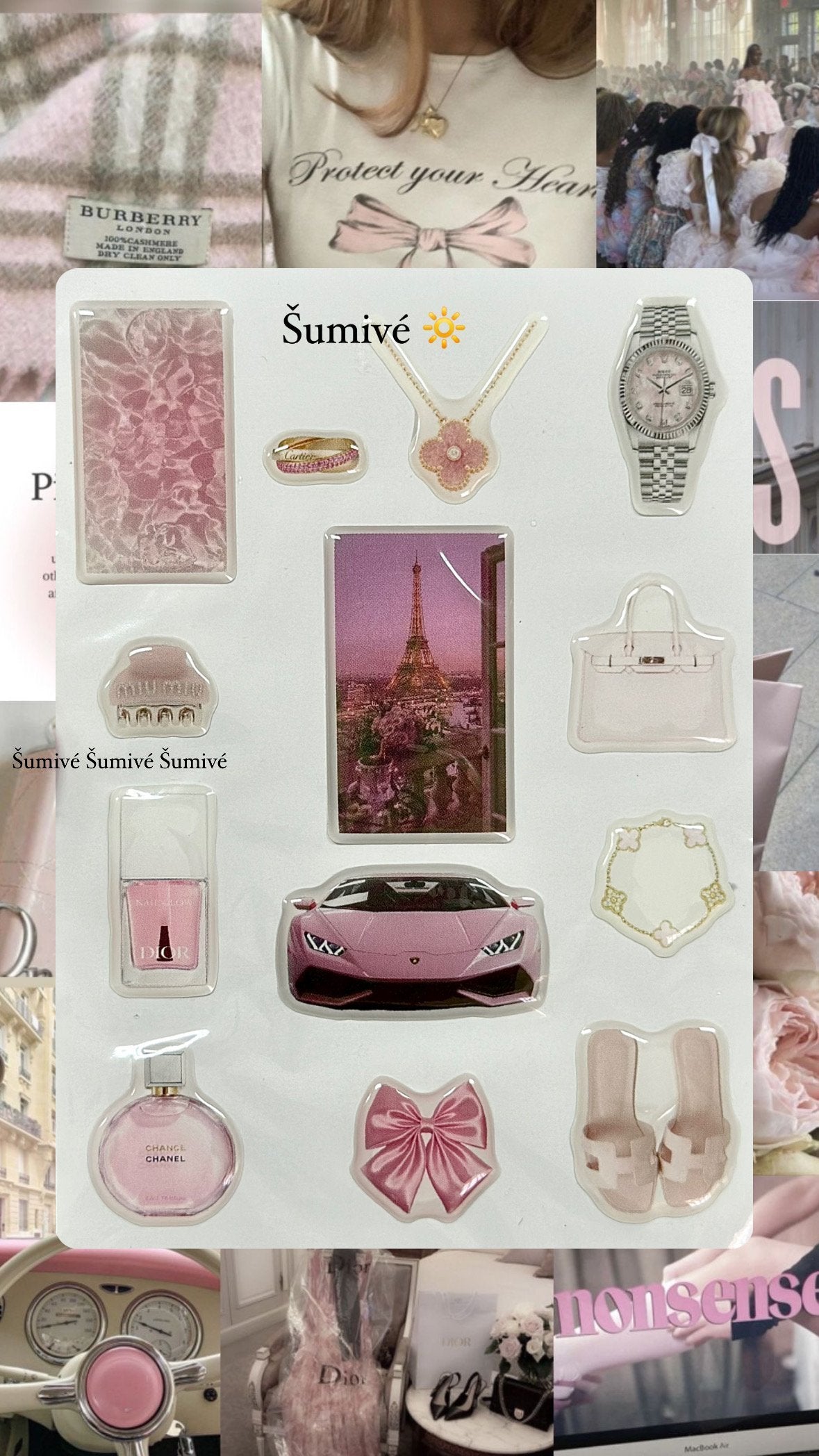 3D PINK STICKERS 🎀
