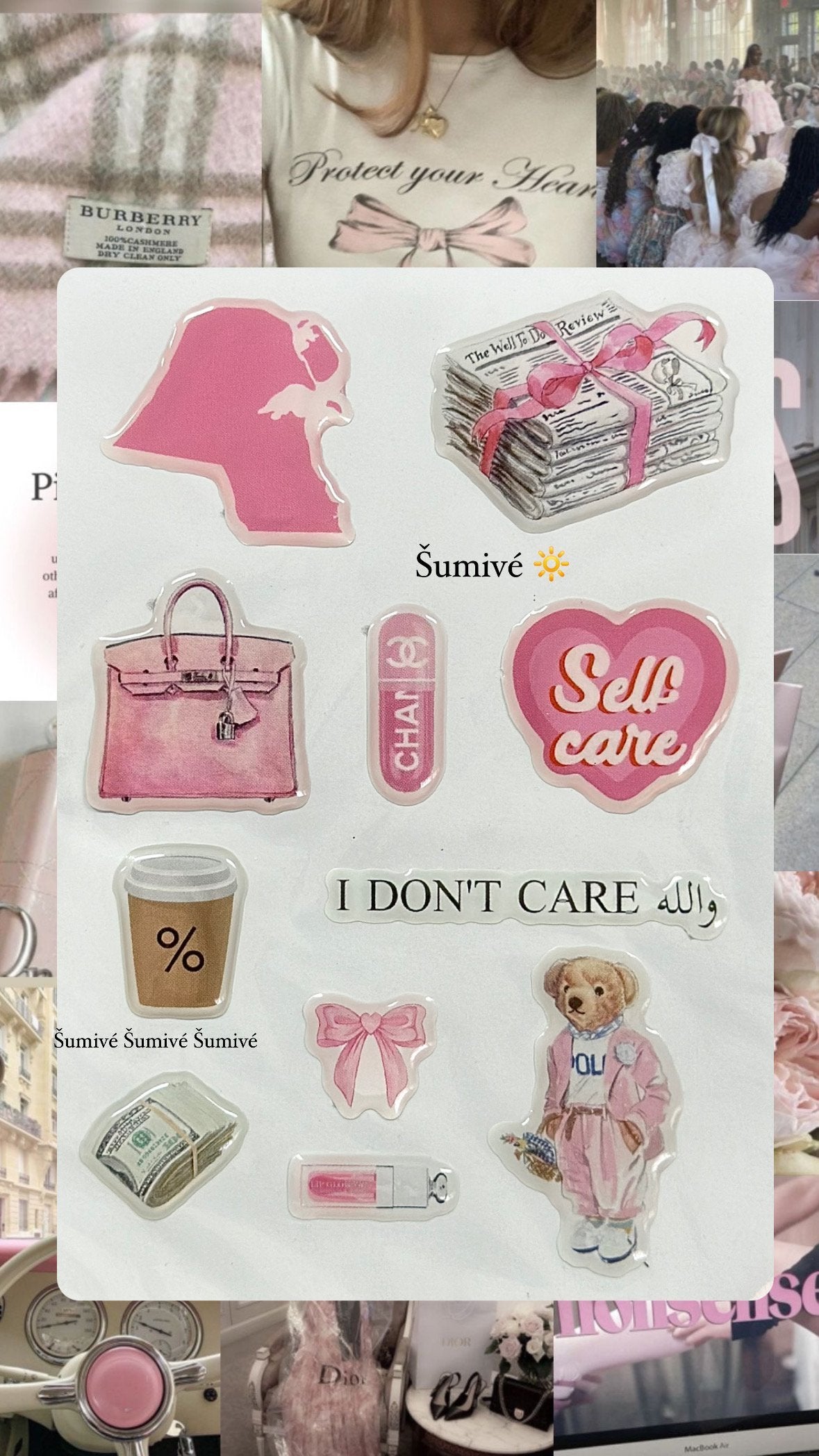 3D PINK STICKERS 🎀