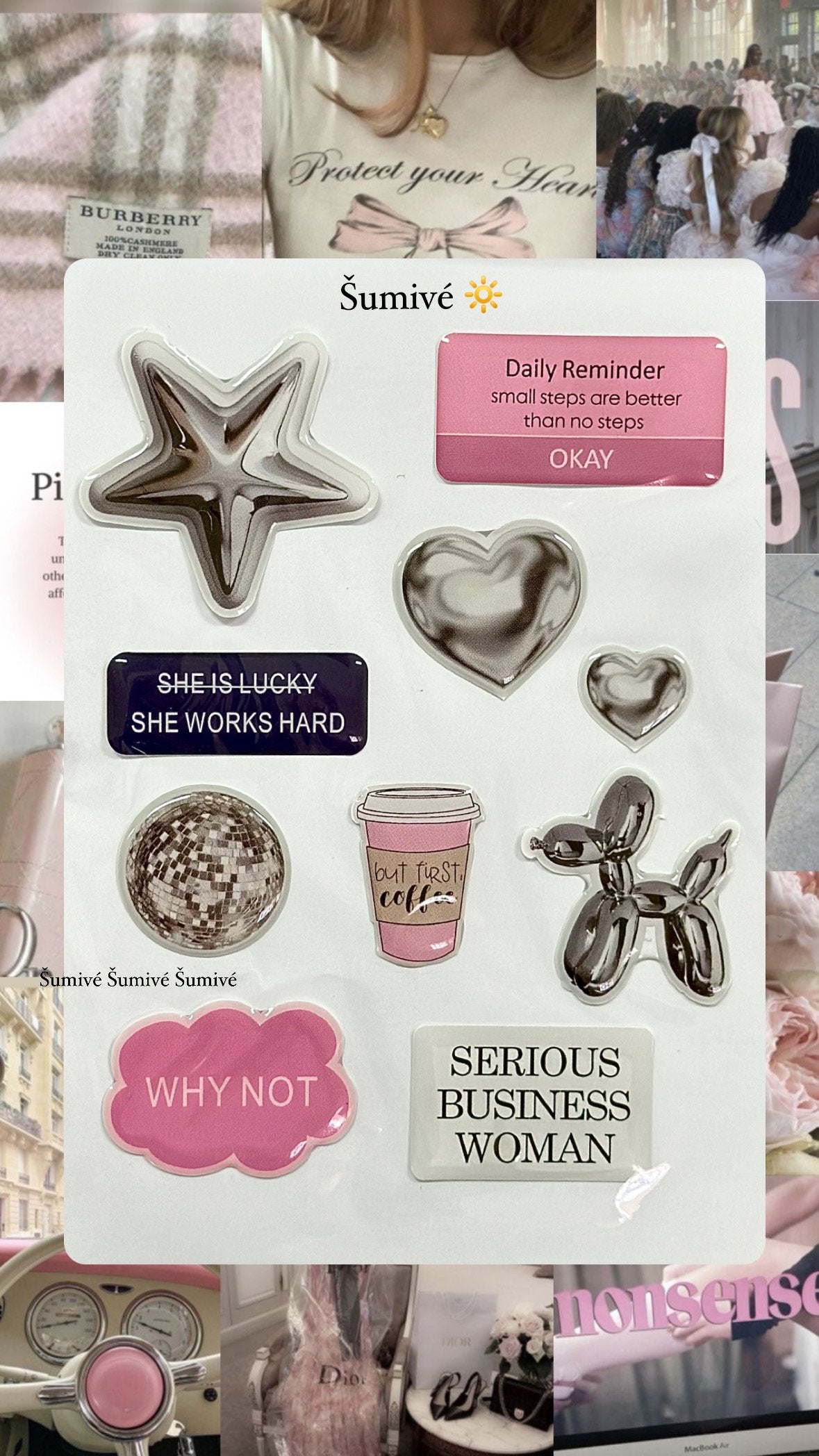 3D PINK STICKERS 🎀
