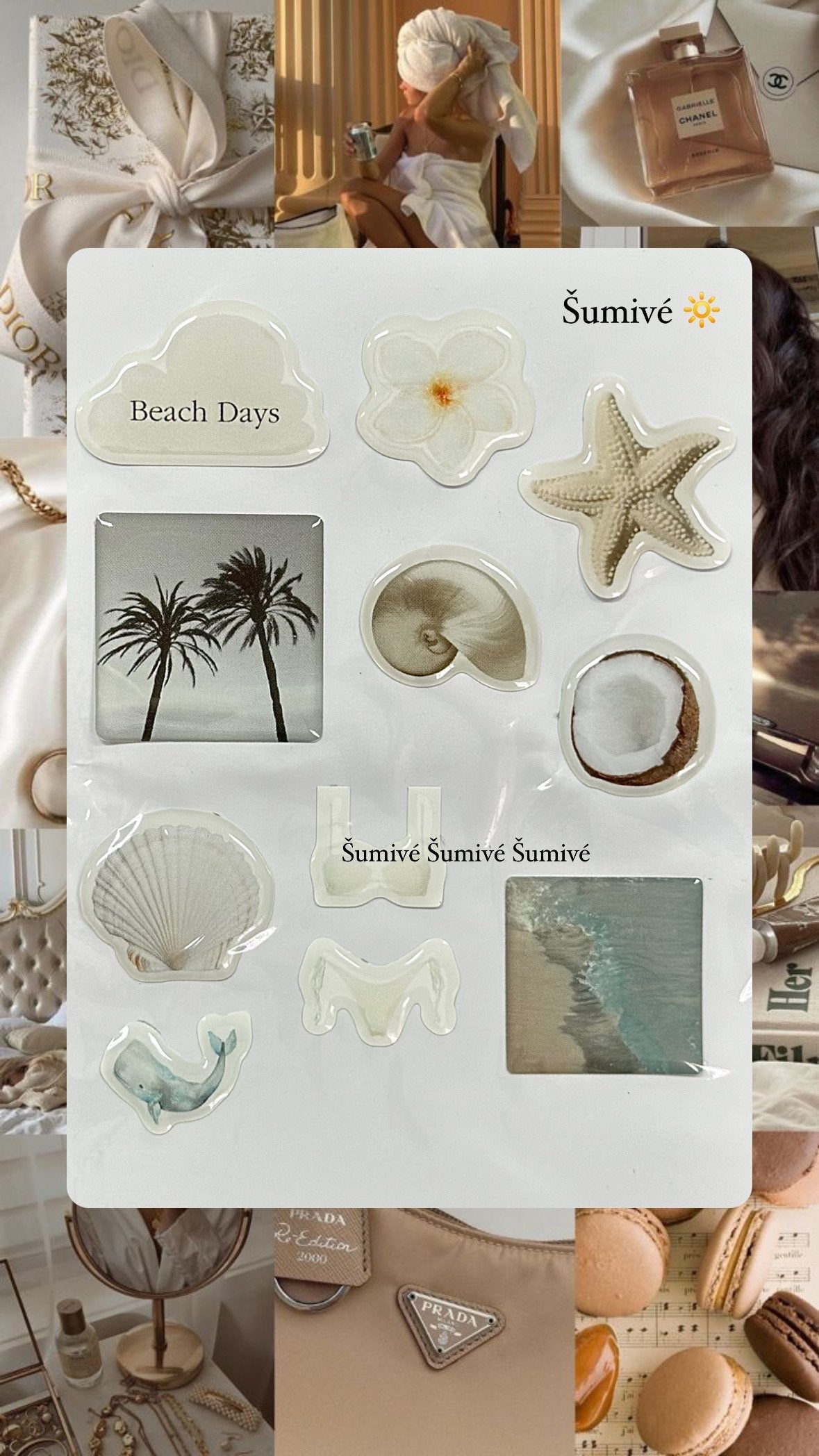 3D WHITE STICKERS 🐚